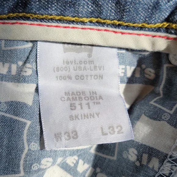 Men's 33x32 511 Skinny Levi Blue Jeans - Picture 3 of 3